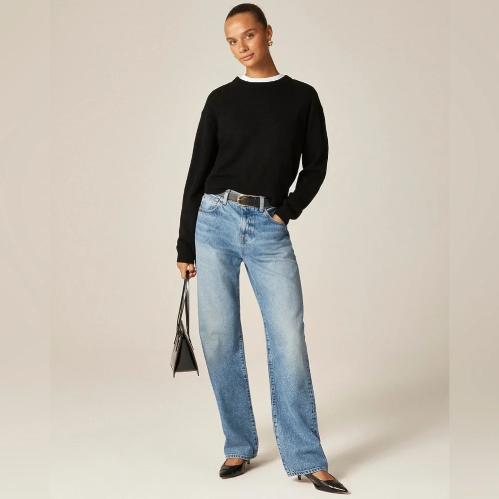 NWT J.Crew Perfect Cashmere Crewneck Sweater in Black